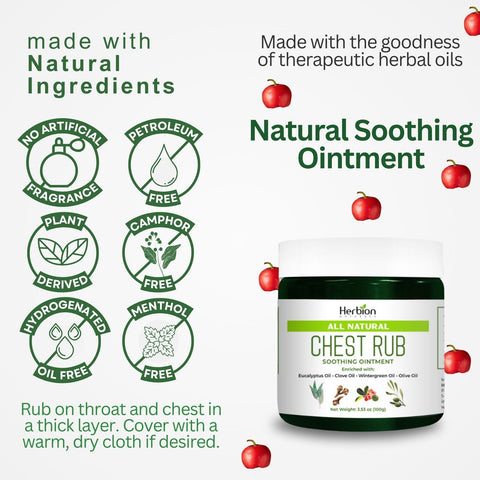 Herbion All Natural Chest Rub: No Artificial Fragrance, Petroleum Free, Plant-Derived, Camphor Free, Hydrogenated Oil Free, and Menthol Free