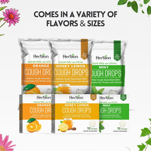 Herbion Sugar Free Cough Drops comes in a variety of flavors and sizes