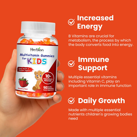 Herbion Multivitamin Gummies for Kids provides increased energy, immune support, and daily growth for growing bodies